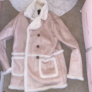 Pink and white fur jacket